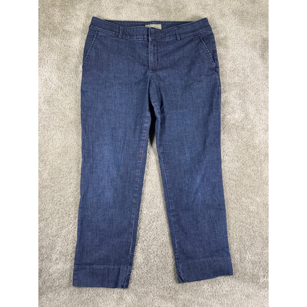 Banana Republic Hampton Fit Pants Womens 10 Dark Wash Denim Blue Stretch Slim